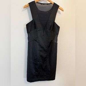 Allsaints Dress Womens 8 Black Mini Mesh Cutout Party Event Classic